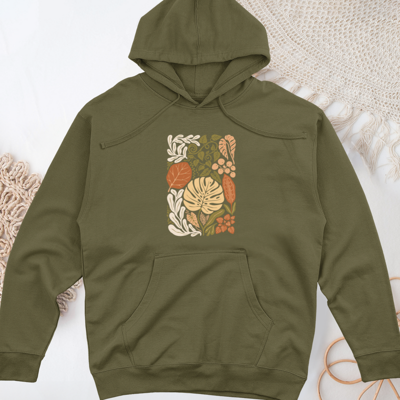 Abstract House Plants Midweight Hooded Sweatshirt