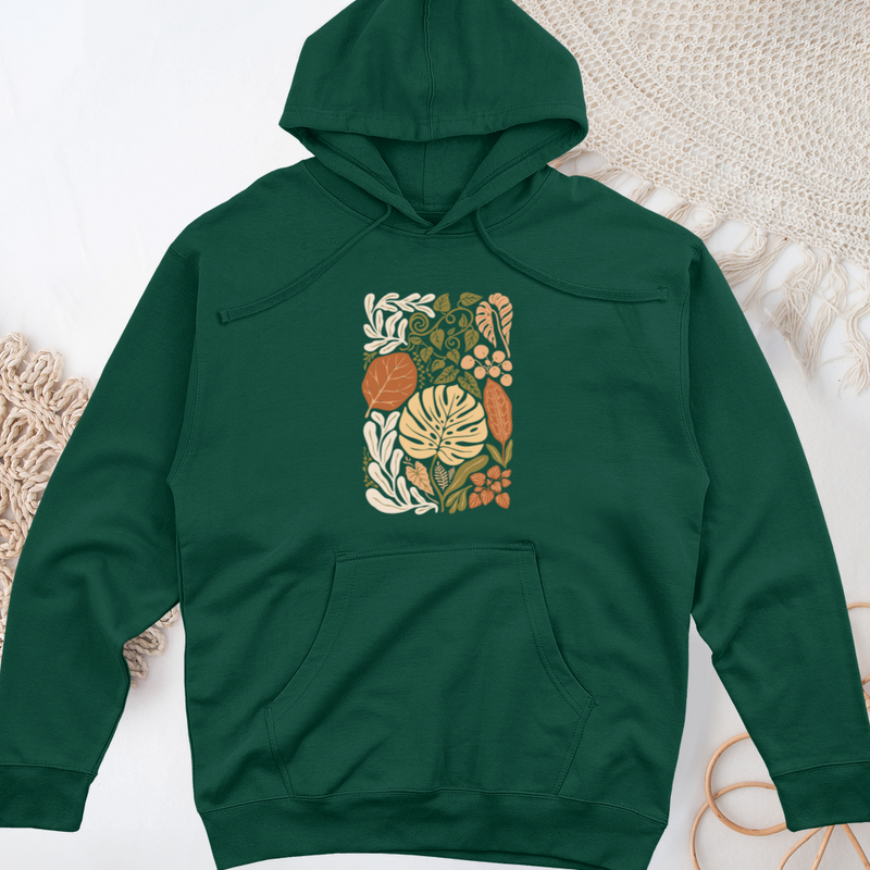 Abstract House Plants Midweight Hooded Sweatshirt