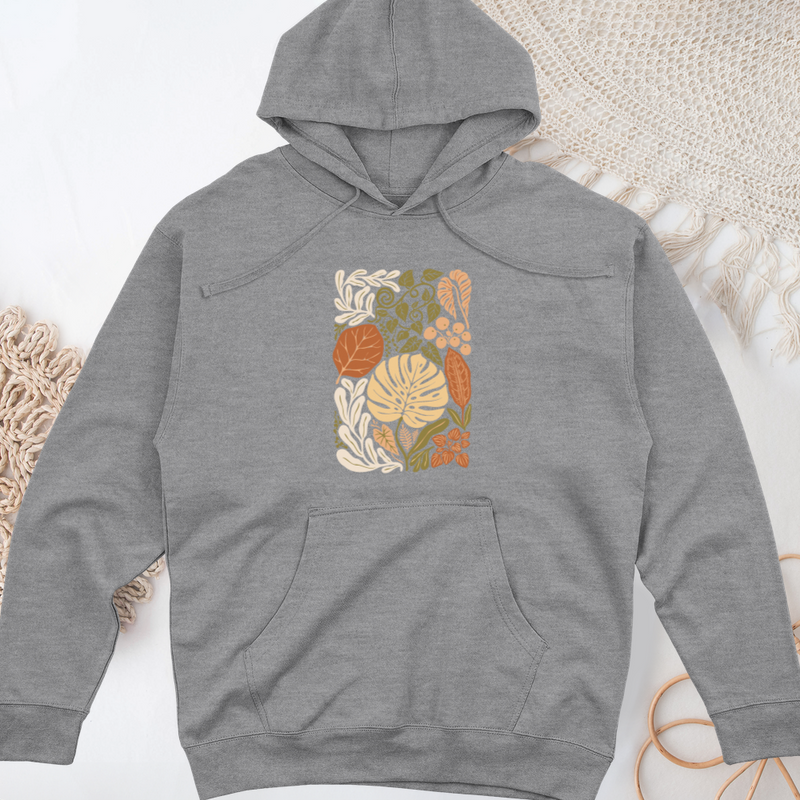 Abstract House Plants Midweight Hooded Sweatshirt