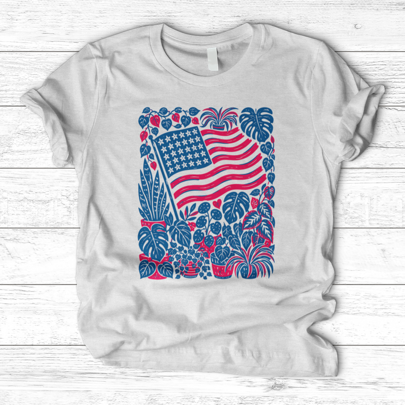 Boho American Flag With Houseplants T-Shirt