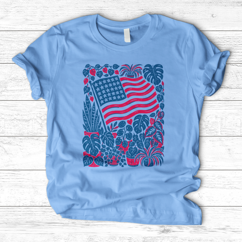 Boho American Flag With Houseplants T-Shirt