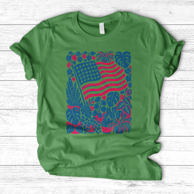 Boho American Flag With Houseplants T-Shirt