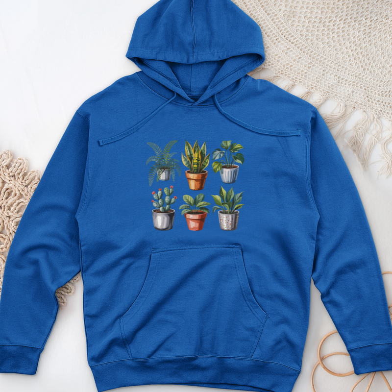 Houseplants In Pot Midweight Hooded Sweatshirt