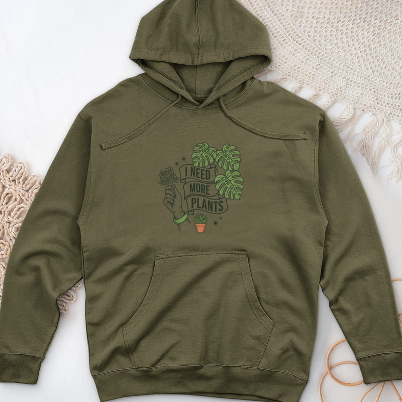 I Need More Plant Midweight Hooded Sweatshirt