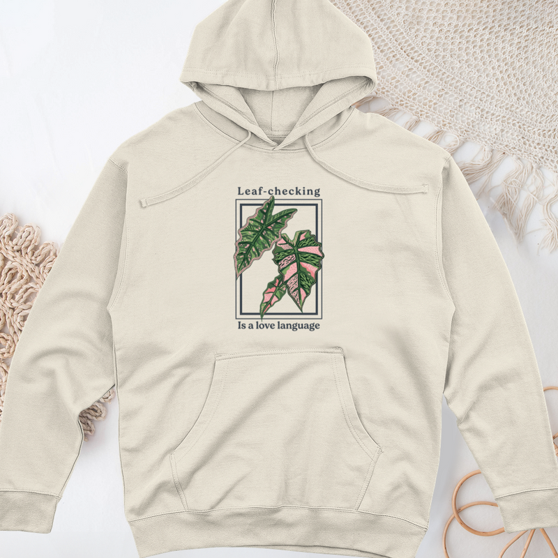 Leaf-Checking Is a Love Language Midweight Hooded Sweatshirt