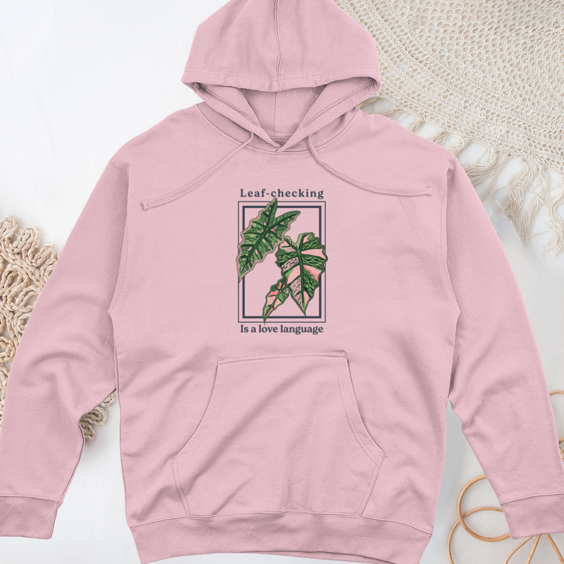 Leaf-Checking Is a Love Language Midweight Hooded Sweatshirt