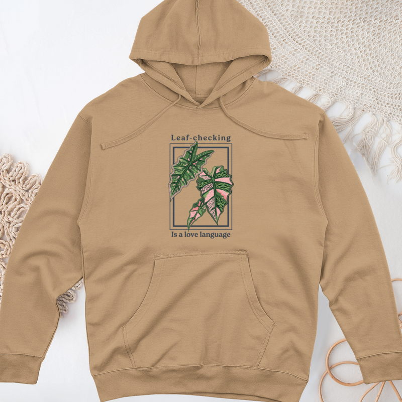 Leaf-Checking Is a Love Language Midweight Hooded Sweatshirt