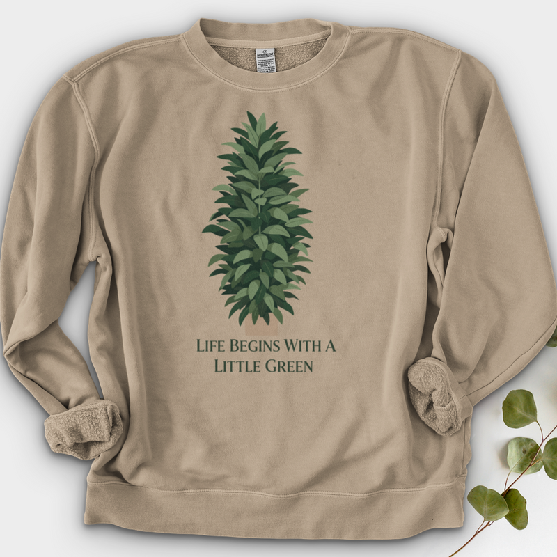 Life Begins With a Little Green Crewneck