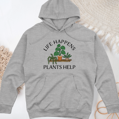 Life Happens Plants Help Midweight Hooded Sweatshirt