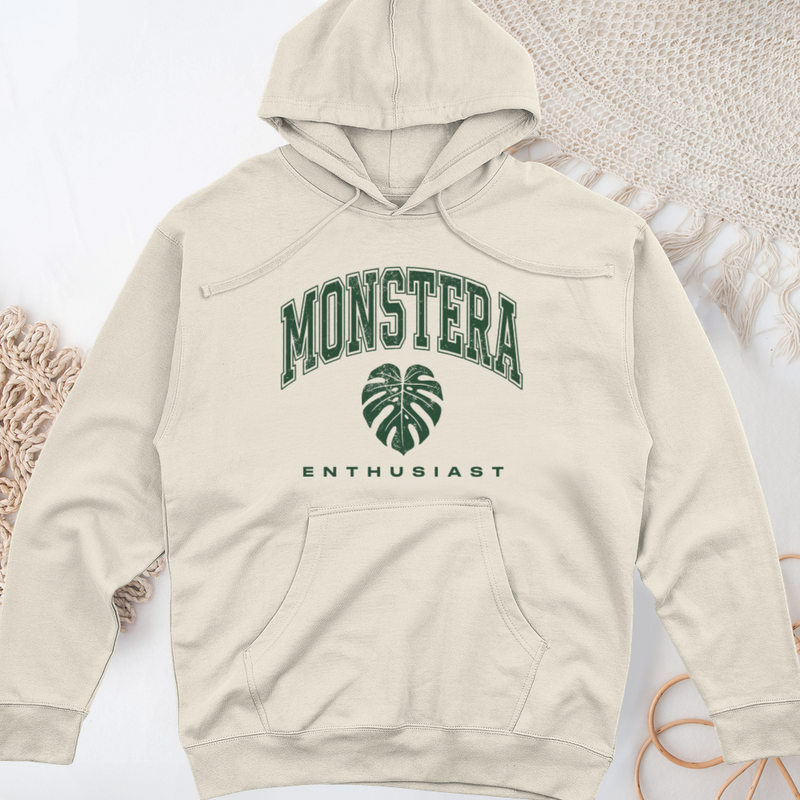 Monstera Enthusiast Midweight Hooded Sweatshirt