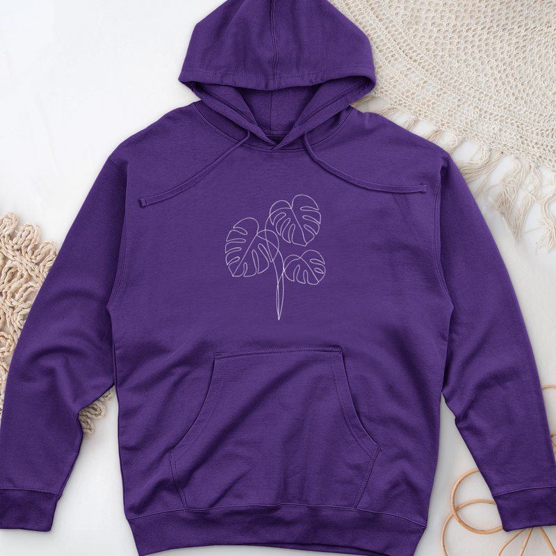 Monstera Line Art Midweight Hooded Sweatshirt