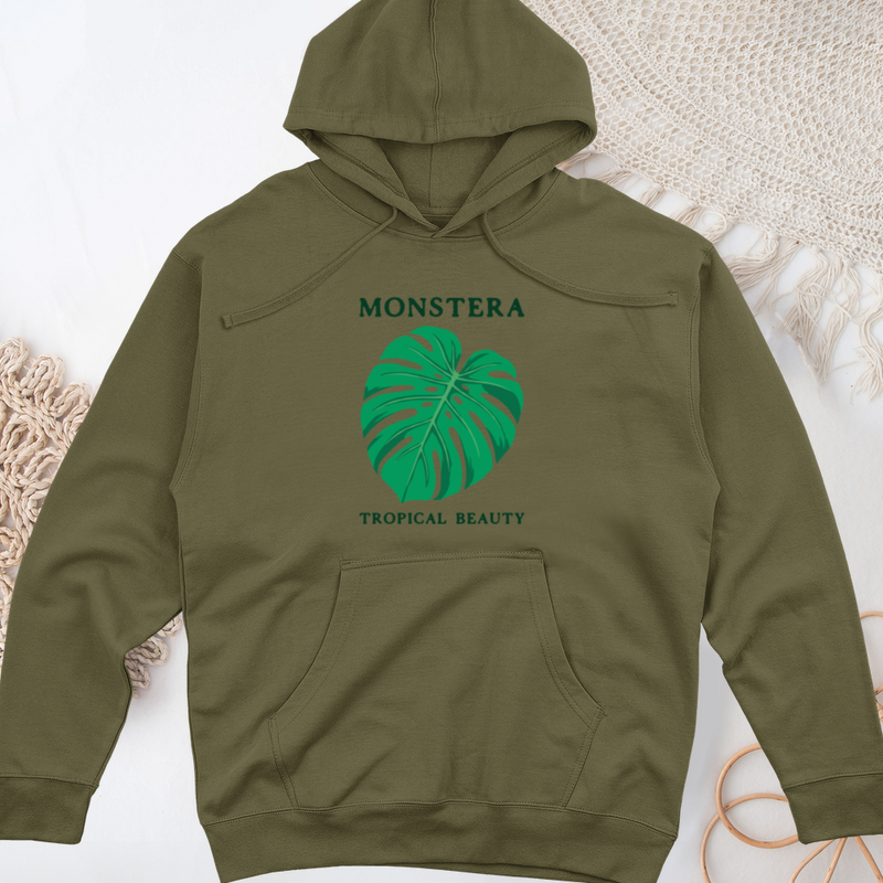 Monstera Tropical Beauty Midweight Hooded Sweatshirt