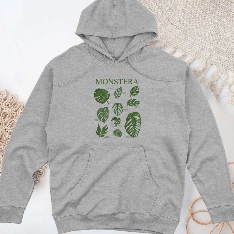 Monstera Varieties Midweight Hooded Sweatshirt