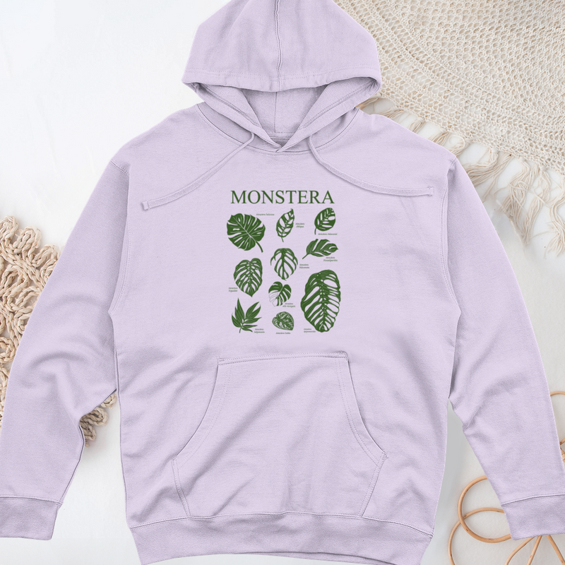 Monstera Varieties Midweight Hooded Sweatshirt