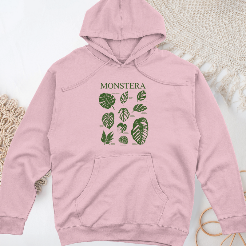 Monstera Varieties Midweight Hooded Sweatshirt