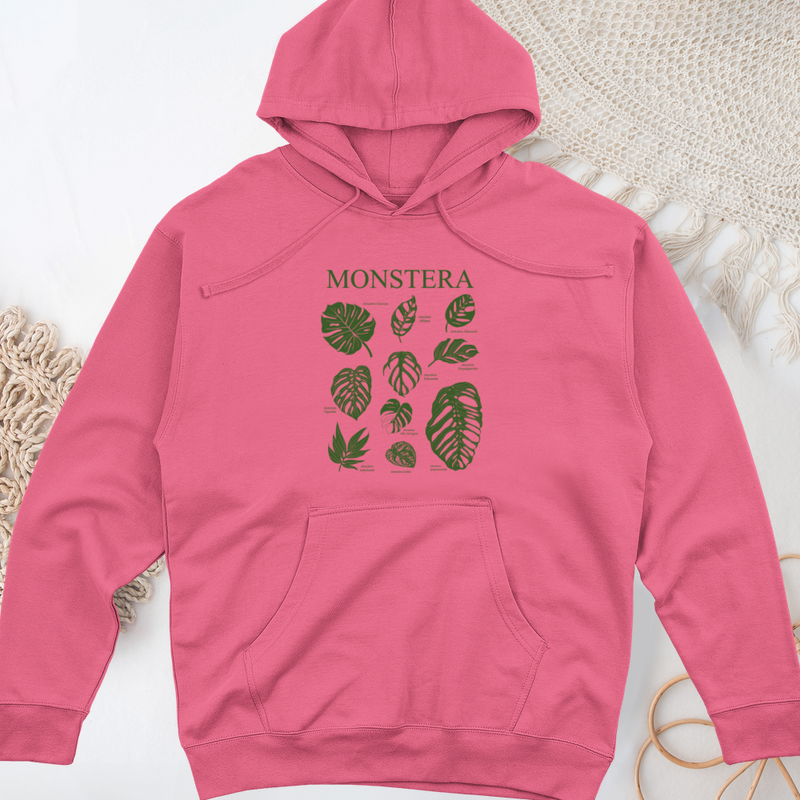 Monstera Varieties Midweight Hooded Sweatshirt