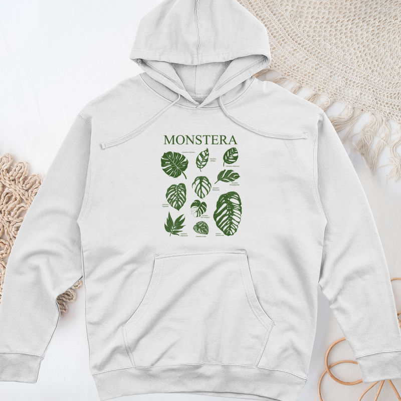 Monstera Varieties Midweight Hooded Sweatshirt