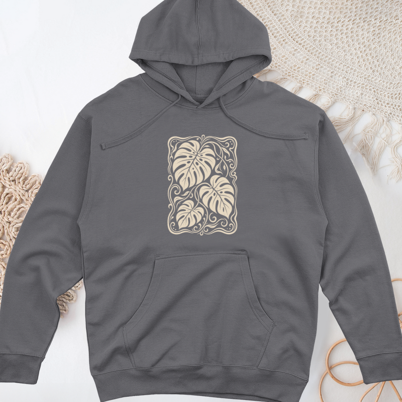 Monstera Whimsy Midweight Hooded Sweatshirt