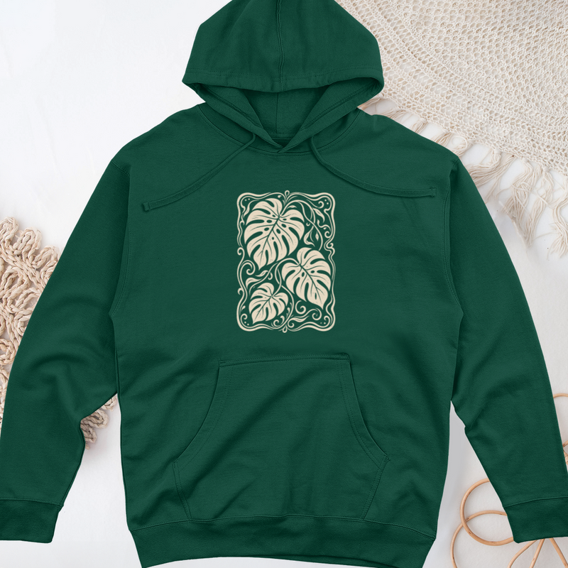 Monstera Whimsy Midweight Hooded Sweatshirt