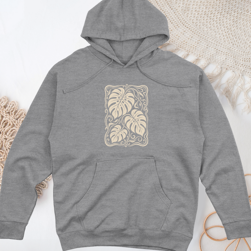 Monstera Whimsy Midweight Hooded Sweatshirt