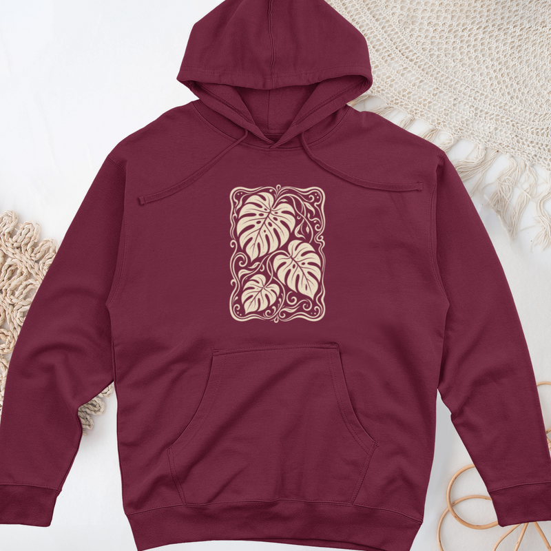 Monstera Whimsy Midweight Hooded Sweatshirt