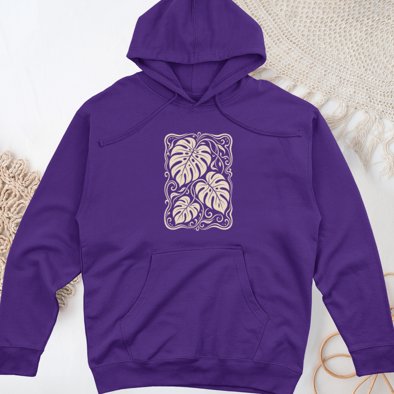 Monstera Whimsy Midweight Hooded Sweatshirt