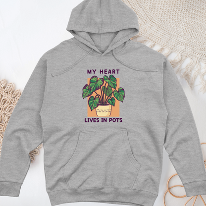 My Heart Lives in Pots Midweight Hooded Sweatshirt