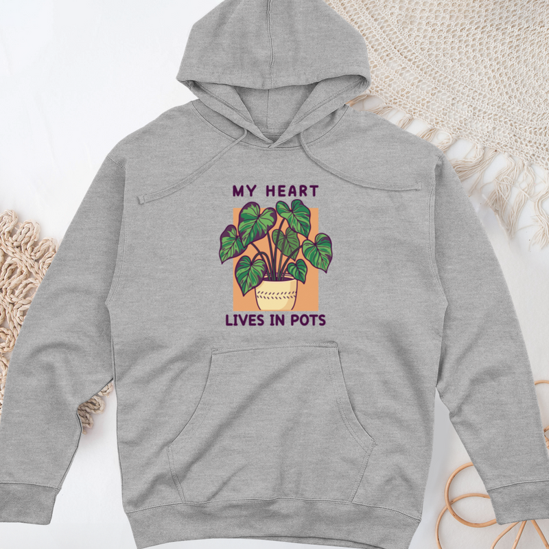 My Heart Lives in Pots Midweight Hooded Sweatshirt