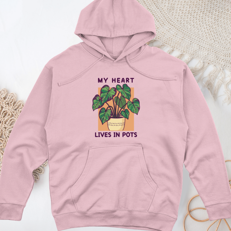 My Heart Lives in Pots Midweight Hooded Sweatshirt