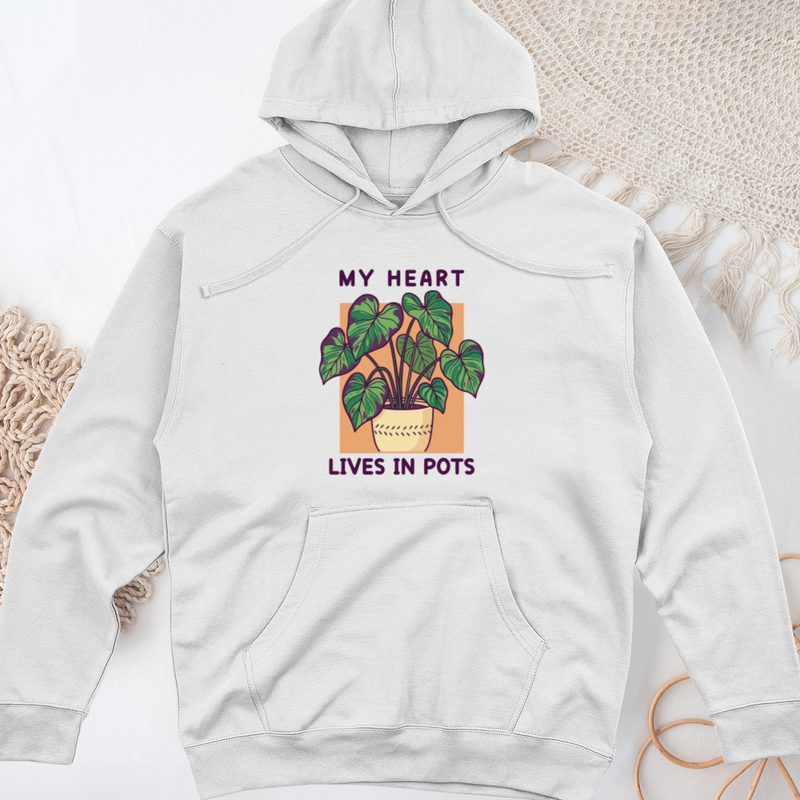 My Heart Lives in Pots Midweight Hooded Sweatshirt