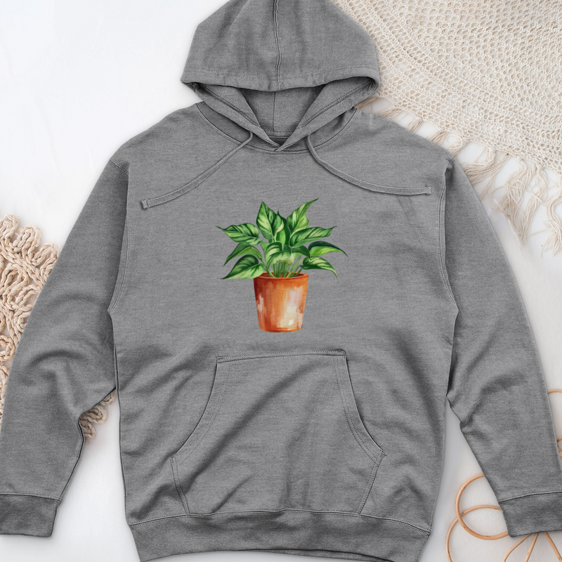 Pothos Plant Midweight Hooded Sweatshirt