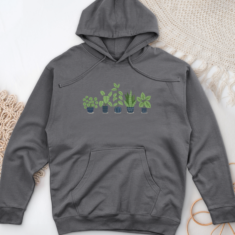 Potted Houseplants Midweight Hooded Sweatshirt