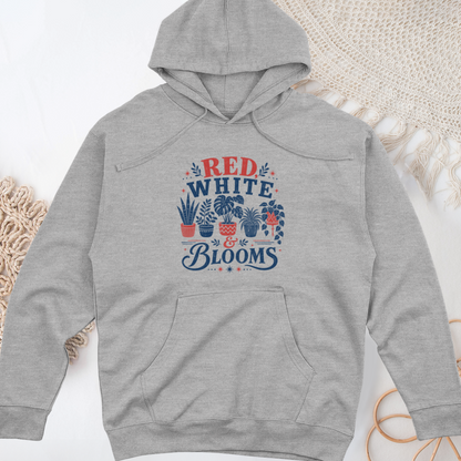 Red White Blooms Midweight Hooded Sweatshirt
