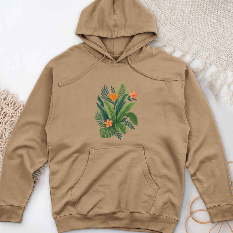 Tropical Banana Monstera Midweight Hooded Sweatshirt