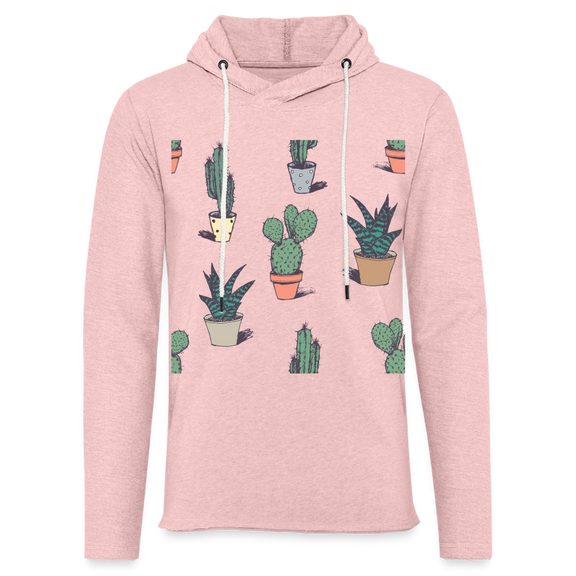 Unisex Lightweight Terry Hoodie - cream heather pink