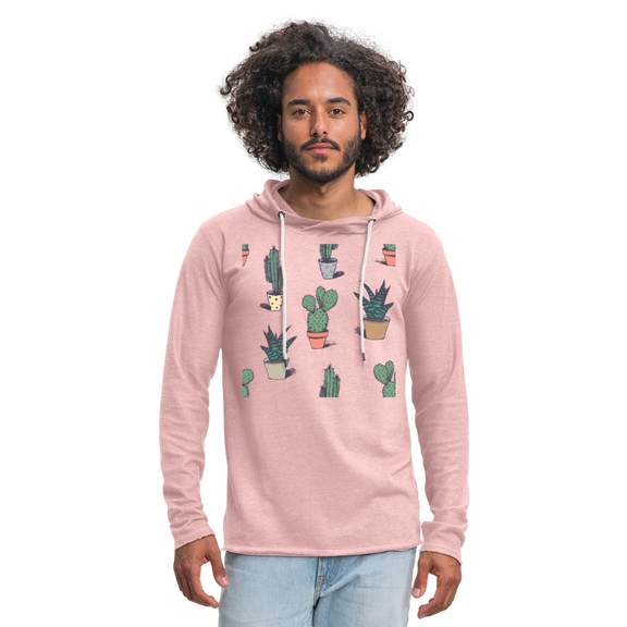 Unisex Lightweight Terry Hoodie - cream heather pink
